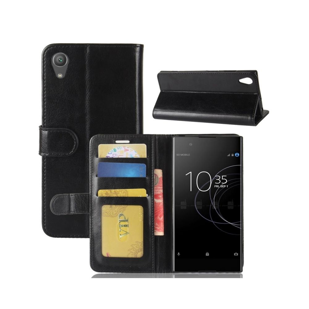 Wewoo - Housse Étui noir pour Sony Xperia XA1 Plus Crazy Horse Texture horizontale Flip en cuir avec titulaire et fentes cartes porte-monnaie cadre photo - Coque, étui smartphone