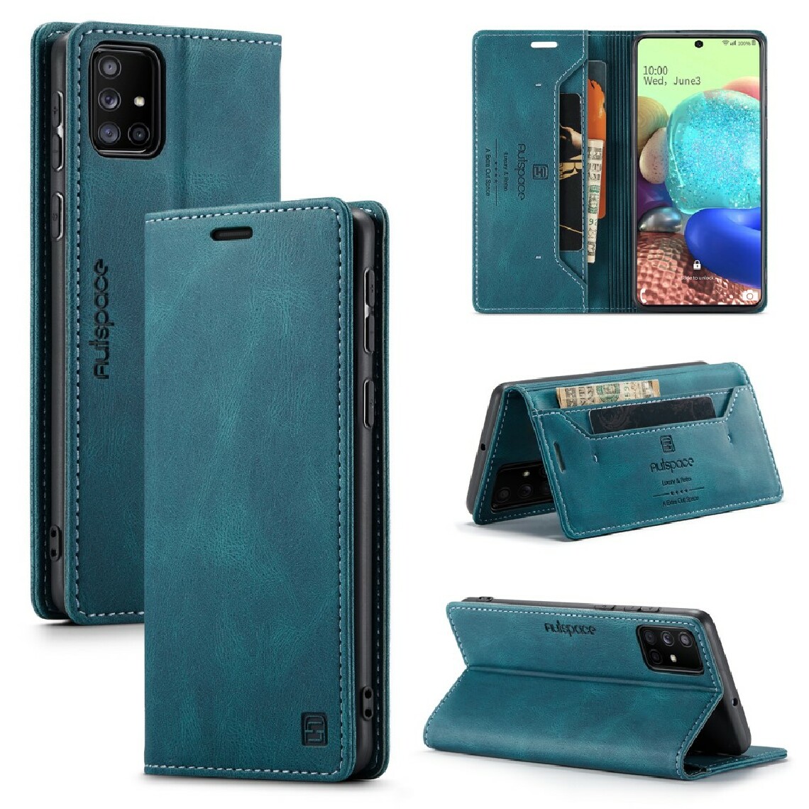 Other - Etui en PU rfid bloquant rétro mat avec support bleu pour votre Samsung Galaxy A71 SM-A715 - Coque, étui smartphone