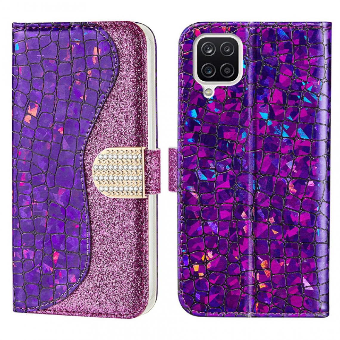Other - Etui en PU Peau de crocodile épissage de poudre scintillante violet pour votre Samsung Galaxy A22 4G (EU Version) - Coque, étui smartphone