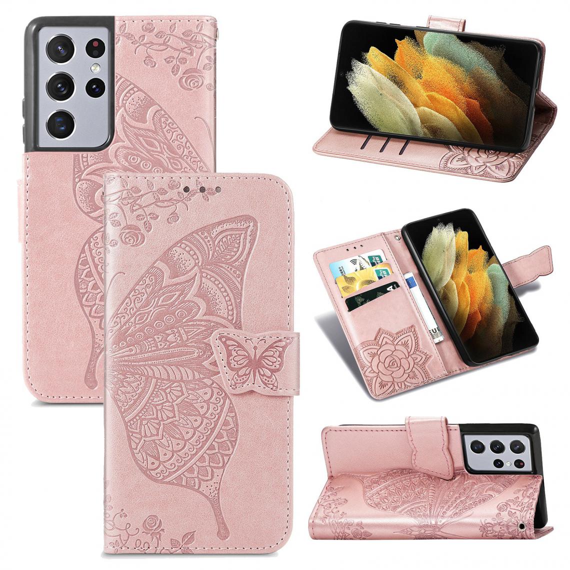 OtterBox - Samsung Galaxy S21 Ultra/S30 Ultra Housse Etui Coque de protection type portefeuille Papillon [Or Rose] - Coque, étui smartphone