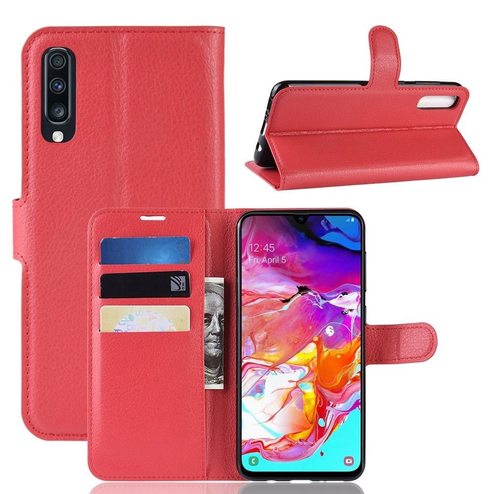 marque generique - Etui en PU support magnétique rouge pour Samsung Galaxy A70 - Coque, étui smartphone