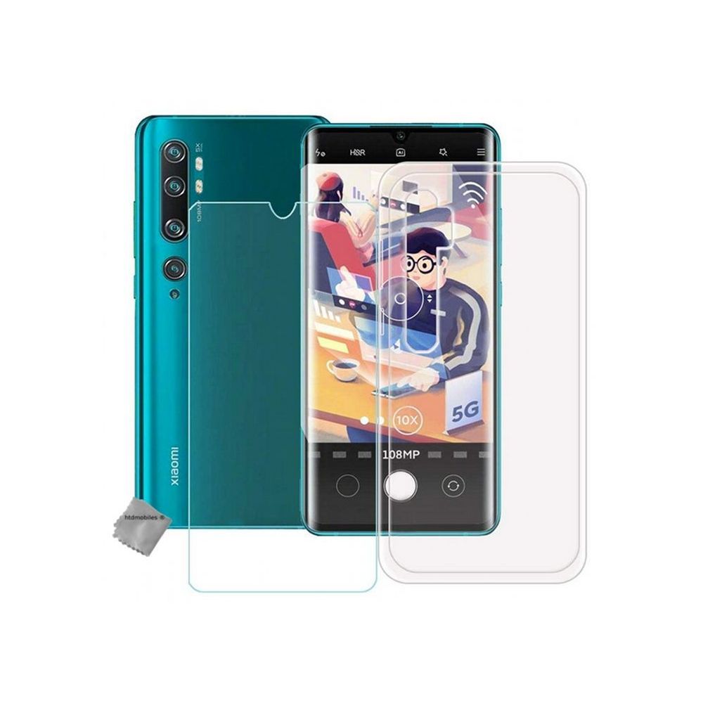 Htdmobiles - Housse etui coque pochette silicone gel fine pour Xiaomi Mi Note 10 + film ecran - BLANC TRANSPARENT - Autres accessoires smartphone
