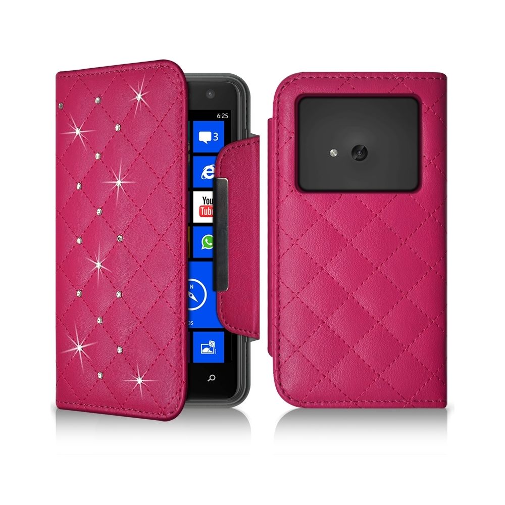 Karylax - Housse Coque Etui Portefeuille Style Diamant Universel M couleur rose fushia pour Nokia Lumia 625 - Autres accessoires smartphone