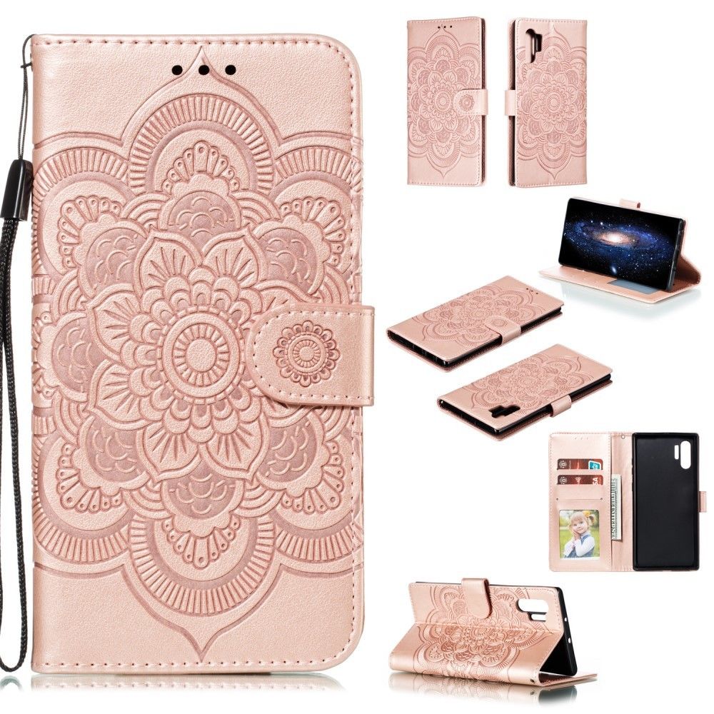 marque generique - Etui en PU fleur de mandala avec support or rose pour votre Samsung Galaxy Note 10 Pro - Coque, étui smartphone