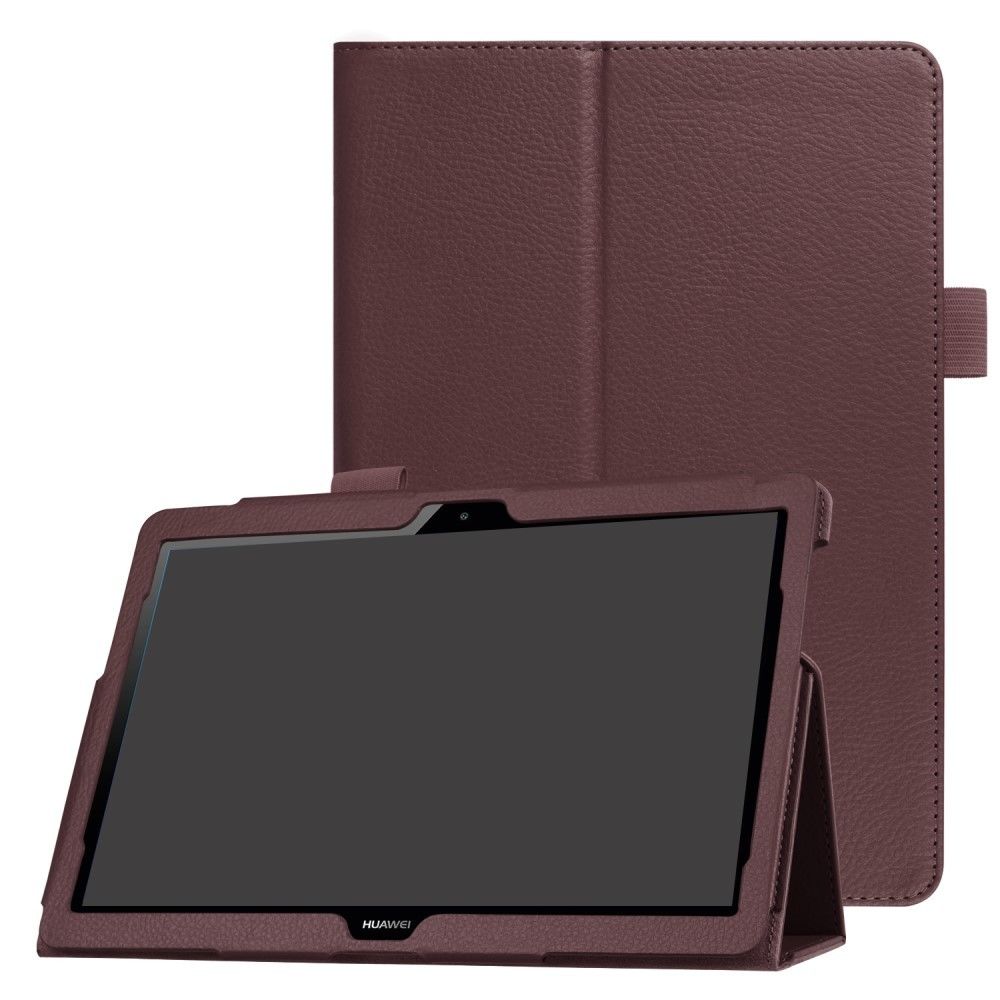 marque generique - Etui en PU peau de litchis avec support marron pour votre Huawei MediaPad T3 10 - Coque, étui smartphone