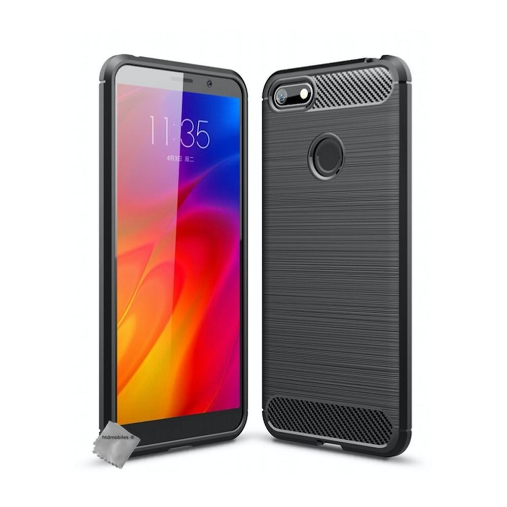 Htdmobiles - Housse etui coque silicone gel carbone pour Motorola Moto E6 Play + verre trempe - NOIR - Autres accessoires smartphone