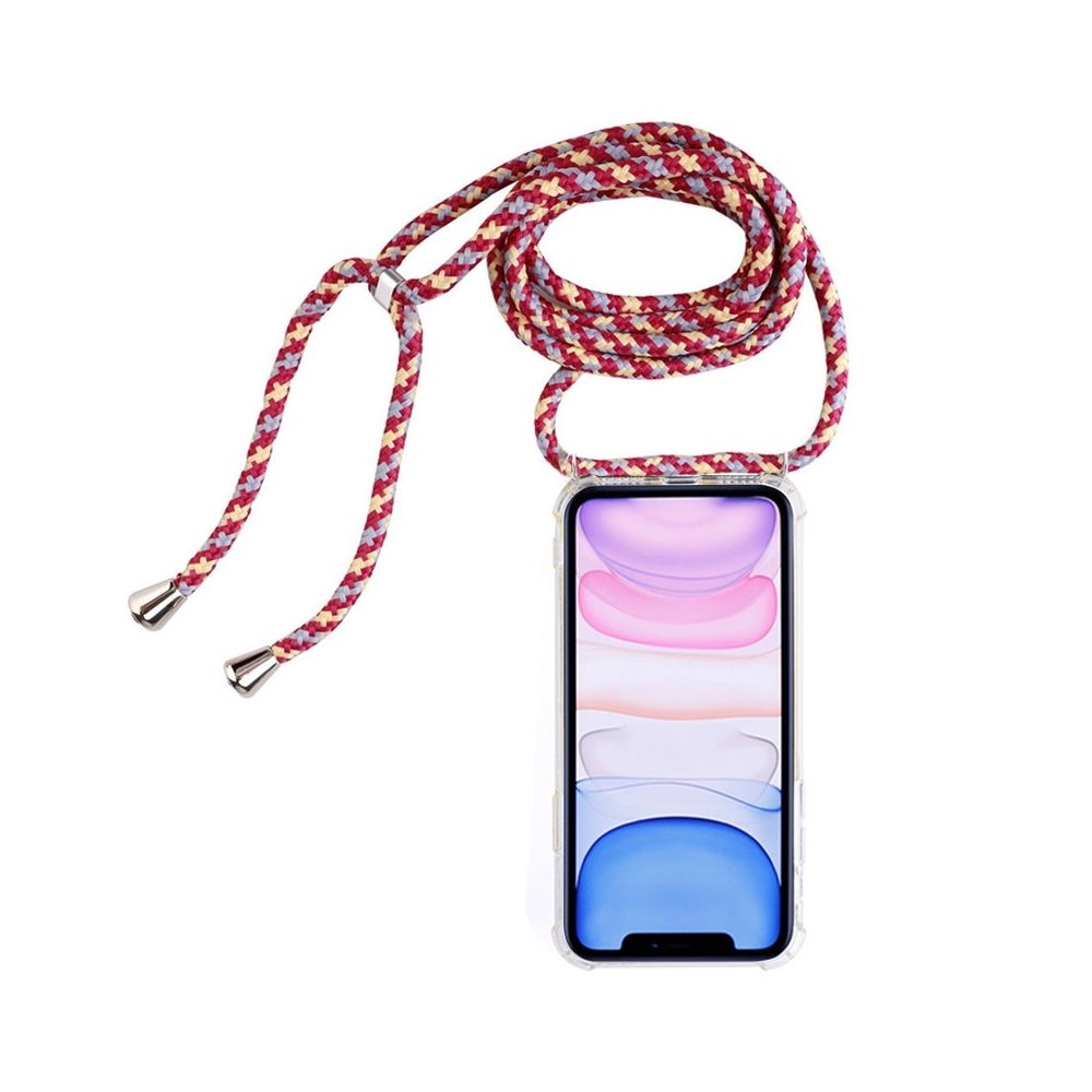 Wewoo - Coque Souple pour téléphone portable TPU transparente à quatre coins et anti-chute avec cordon iPhone 11 gris abricot rouge - Coque, étui smartphone