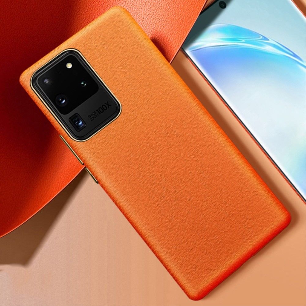 Generic - Etui en cuir véritable texture nappa orange pour votre Samsung Galaxy S20 Ultra - Coque, étui smartphone