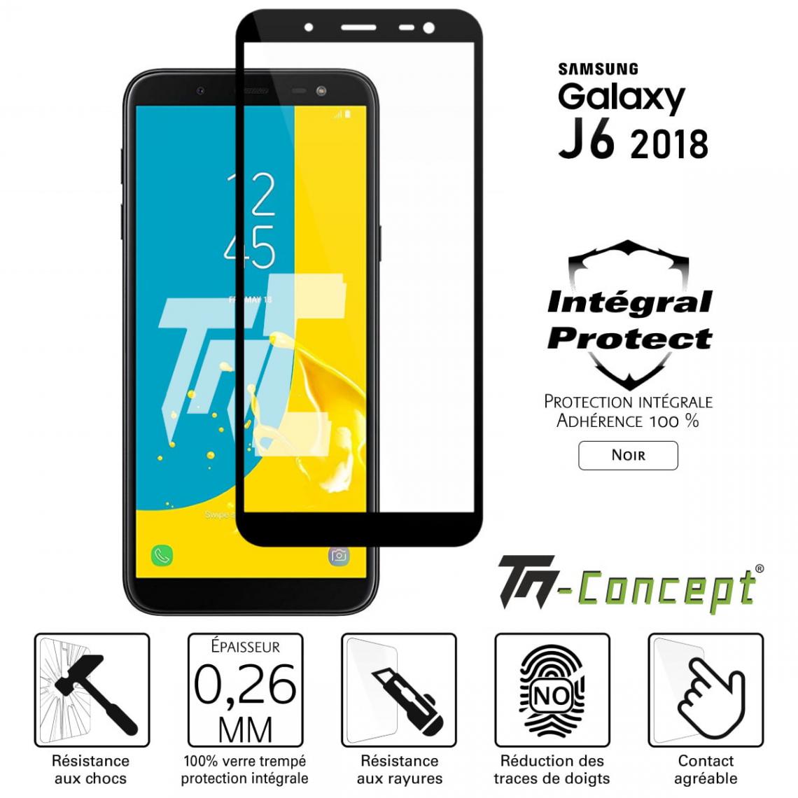 Tm Concept - Verre trempé intégral - Samsung Galaxy J6 (2018) - Noir - TM Concept® - Protection écran smartphone