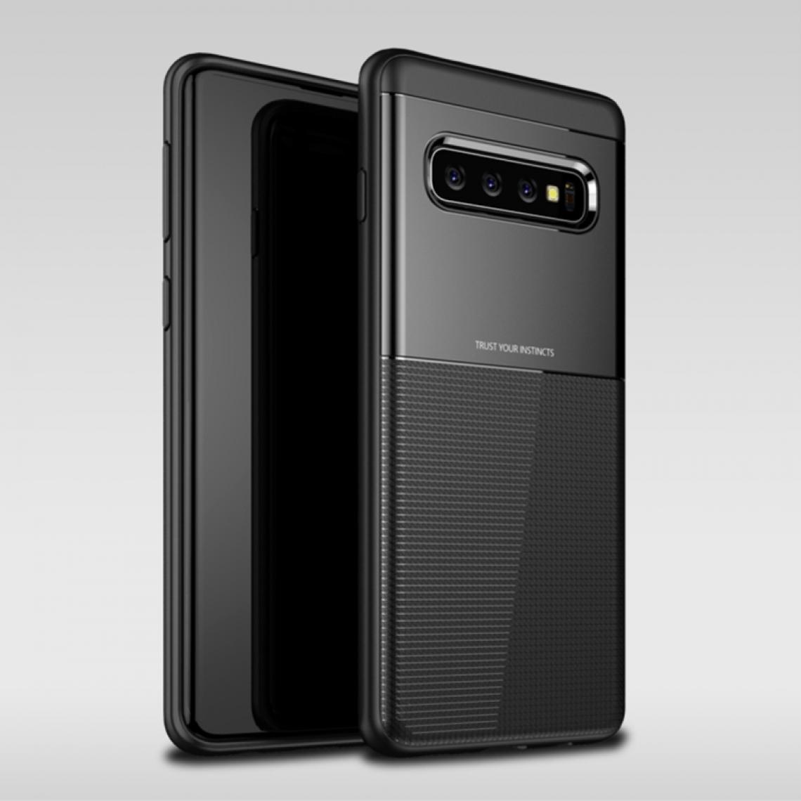 Wewoo - Coque Texture de fibre carbone PC + TPU Housse protection antichoc Airbag invisible pour Galaxy S10 (Noir) - Coque, étui smartphone