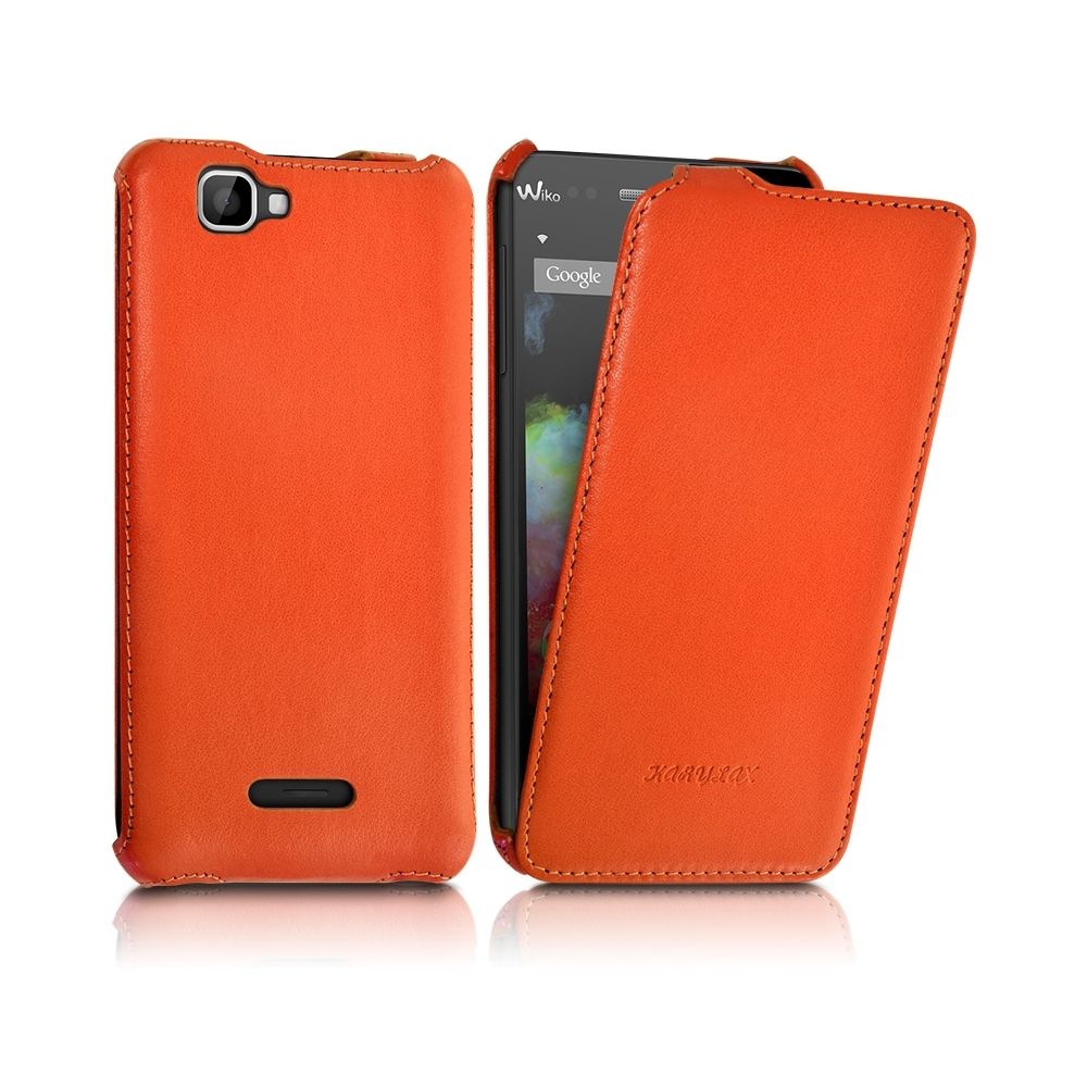 Karylax - Housse Etui Coque Rigide à Clapet Orange pour Wiko Rainbow + Film de Protection - Autres accessoires smartphone