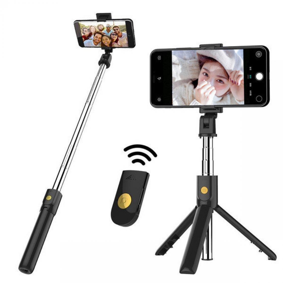 Shot - Selfie Stick Metal avec Trepied pour OPPO Reno Z Smartphone Perche Telecommande Sans Fil Bluetooth Photo (NOIR) - Autres accessoires smartphone