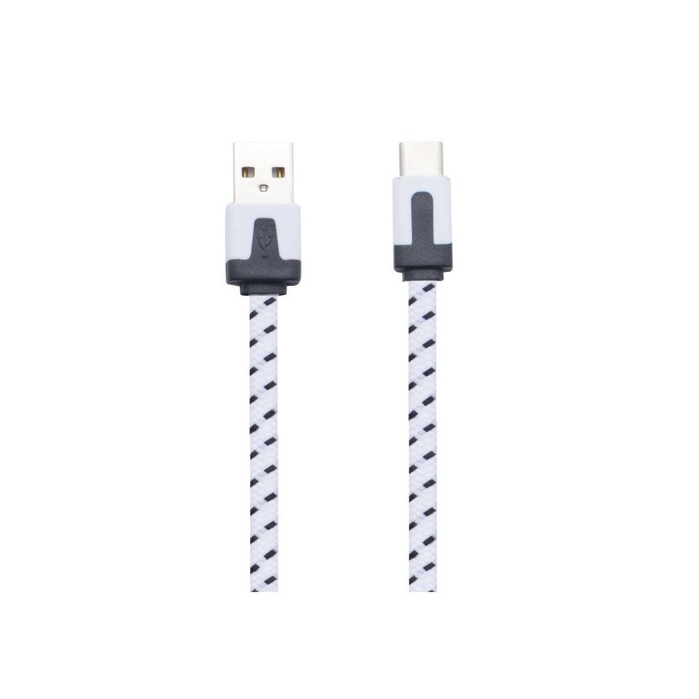 Shot - Cable Noodle Type C Pour ONEPLUS 6 Chargeur Android USB 1,5m Connecteur Tresse (BLANC) - Chargeur secteur téléphone