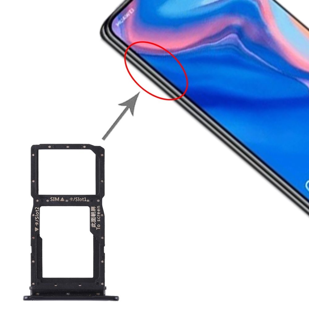 Wewoo - Tiroir de Carte SIM Plateau pour SIM + SIM / Micro SD Huawei P Smart Z / Y9 Prime 2019 Noir - Autres accessoires smartphone