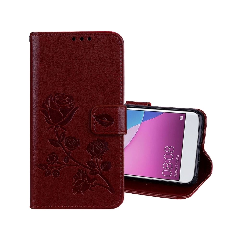Wewoo - Housse Étui rose et brun pour Huawei P9 Lite Mini Gaufré Horizontal Flip Environnementale PU en cuir avec Titulaire & Card Slots & Wallet - Coque, étui smartphone