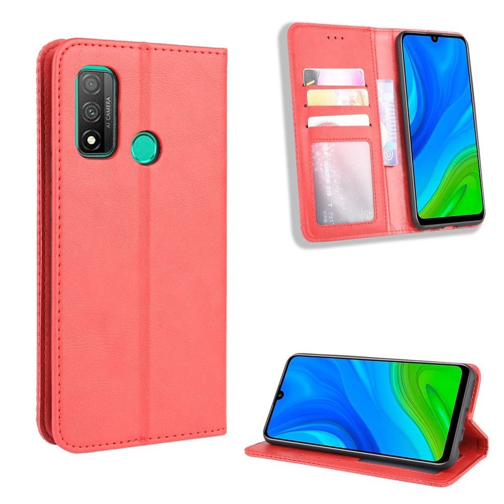 Generic - Etui en PU auto-absorbé rétro rouge pour votre Huawei P smart 2020/Nova Lite 3 Plus - Coque, étui smartphone