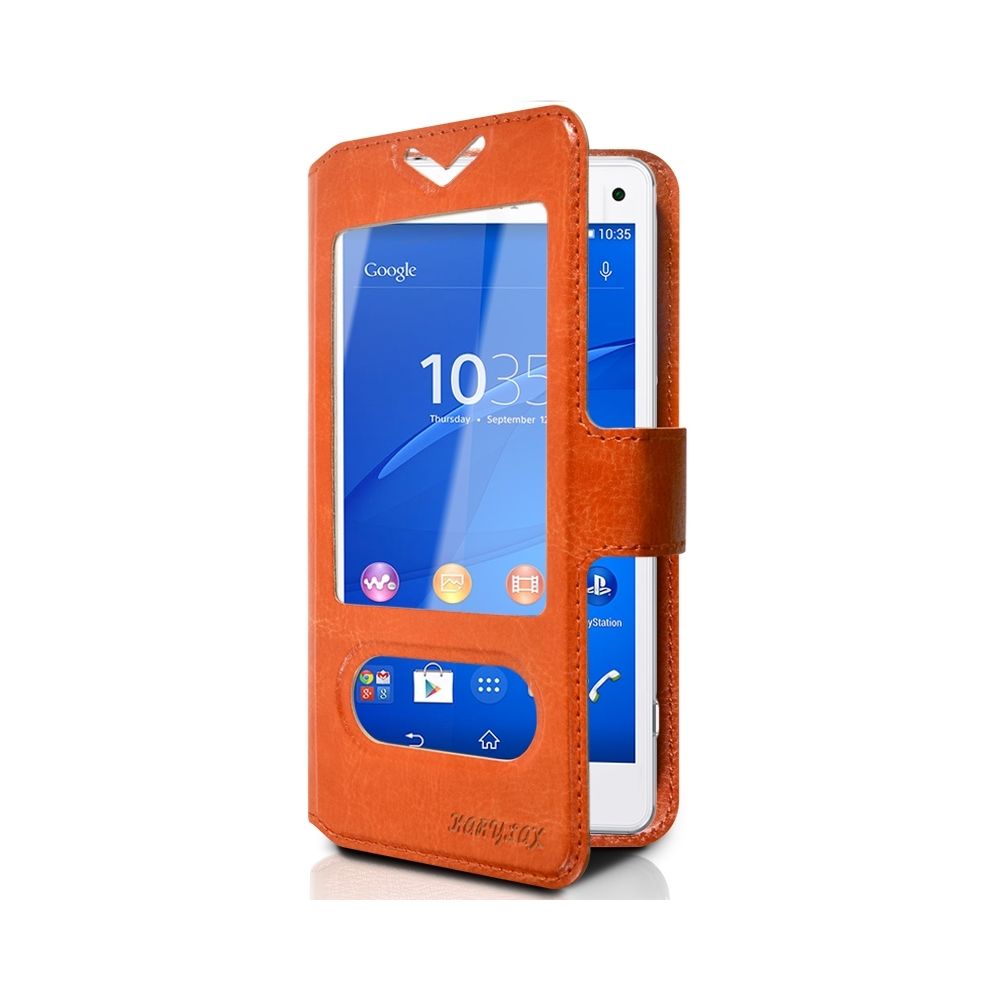 Karylax - Housse Coque Etui S-view Universel XL Couleur Orange pour Sony Xperia M4 Aqua - Autres accessoires smartphone