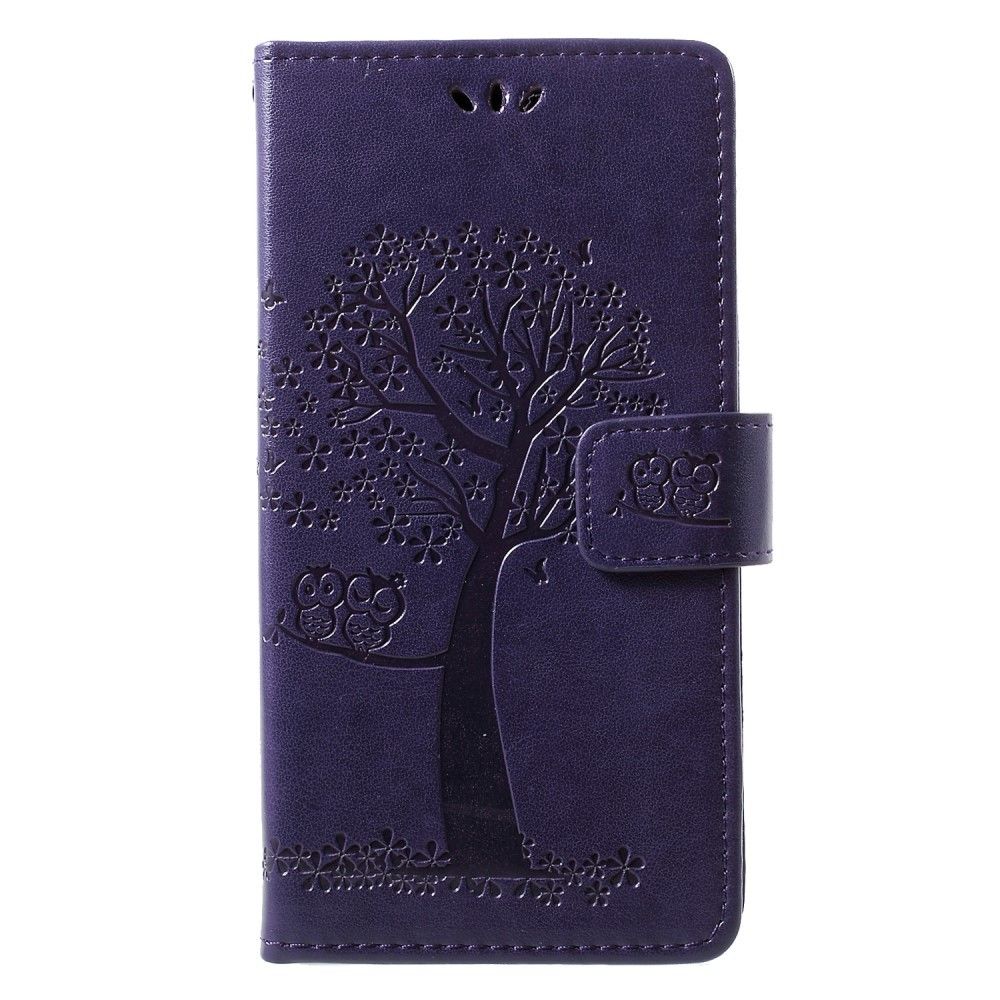 marque generique - Etui en PU porte-cartes motif hibou des arbres violet foncé pour votre Huawei P30 Lite - Coque, étui smartphone