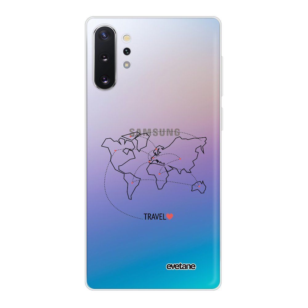 Evetane - Coque Samsung Galaxy Note 10 Plus souple transparente Travel Motif Ecriture Tendance Evetane. - Coque, étui smartphone