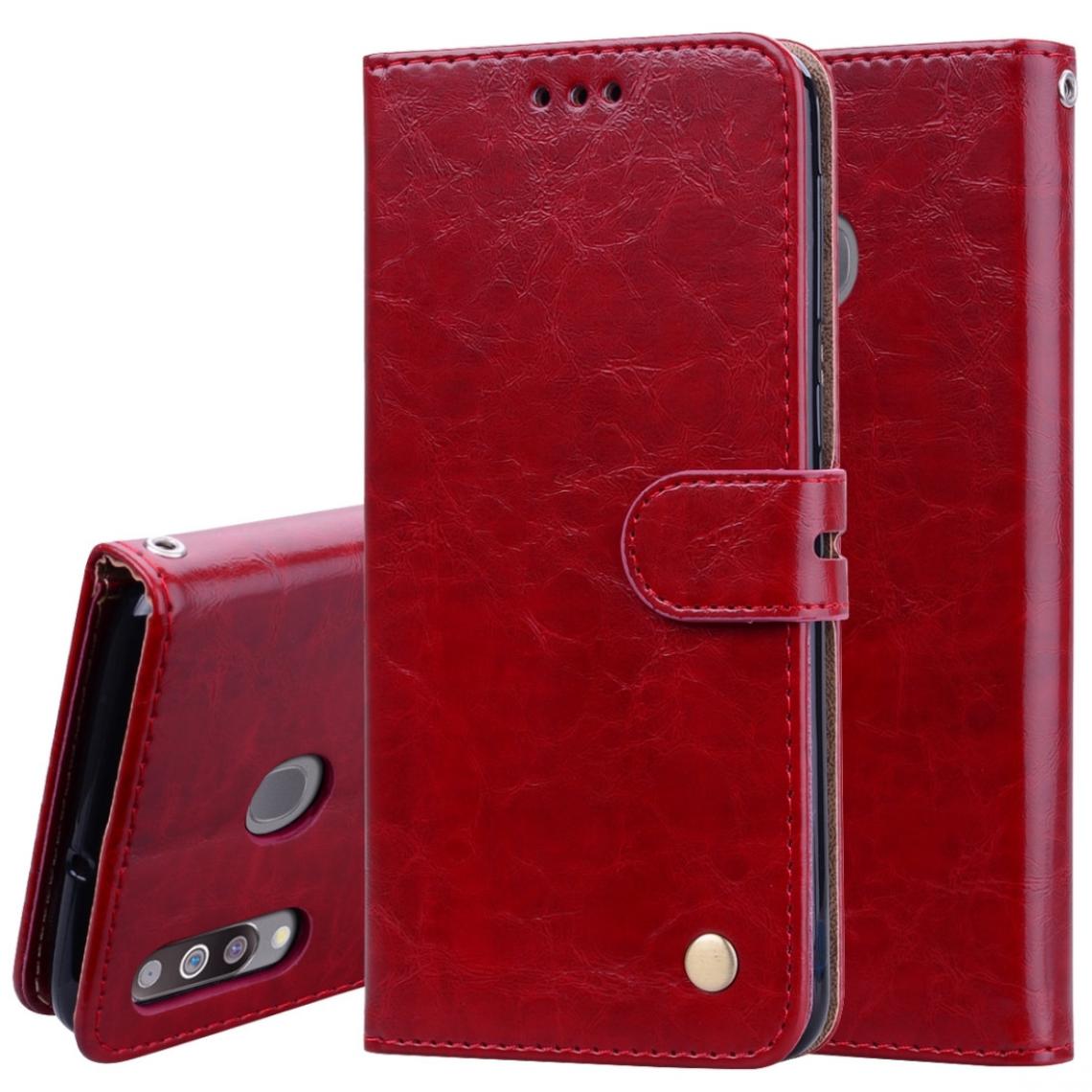 Wewoo - Housse Coque Etui à rabat horizontal en cuir de texture Business Style Oil pour Galaxy M30avec porte-cartes et rouge - Coque, étui smartphone