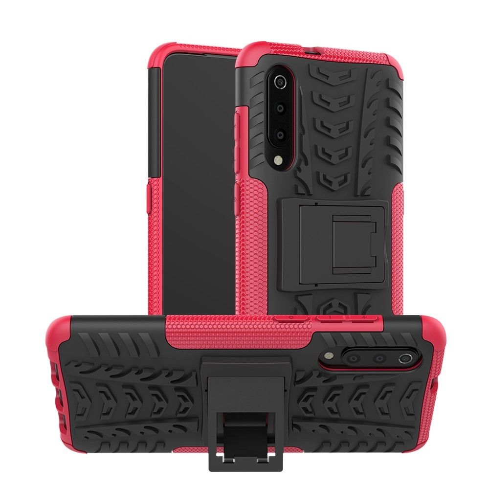 marque generique - Coque en TPU cool pneu kickstand hybride rose pour votre Xiaomi Mi 9 - Coque, étui smartphone