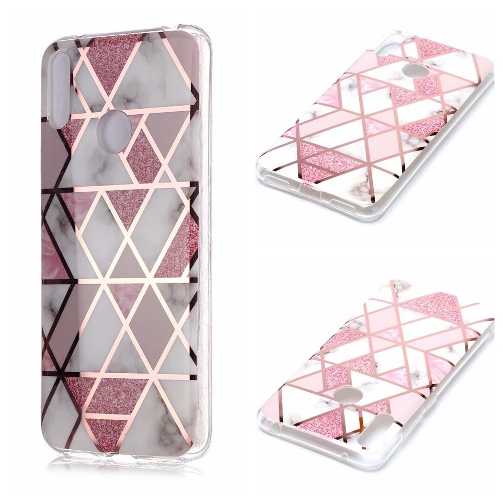 Generic - Coque en TPU motif marbre or rose imd blanc/rose pour votre Huawei Y7 (2019) - Coque, étui smartphone