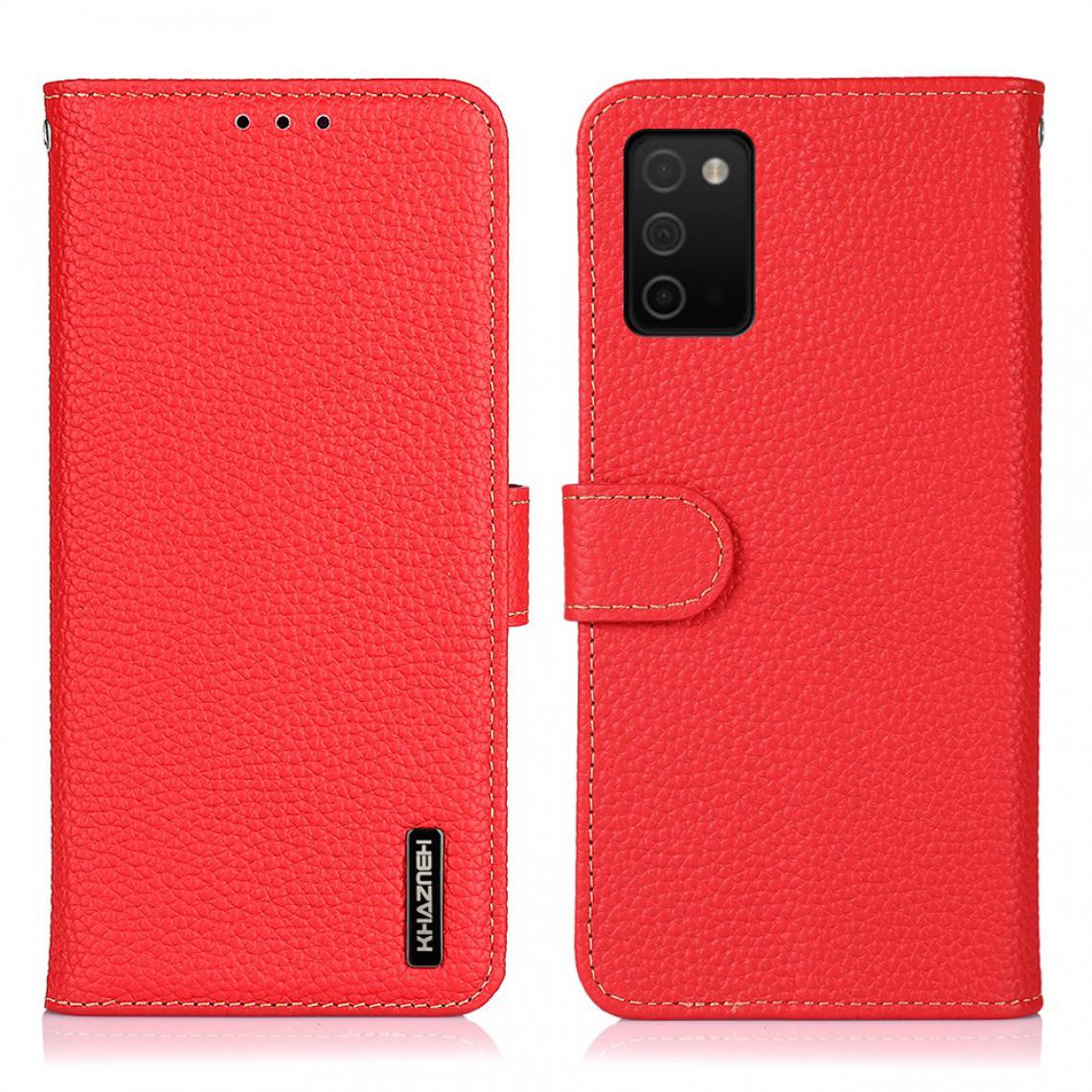 Other - Etui en PU Texture Litchi avec support rouge pour votre Samsung Galaxy A03s - Coque, étui smartphone