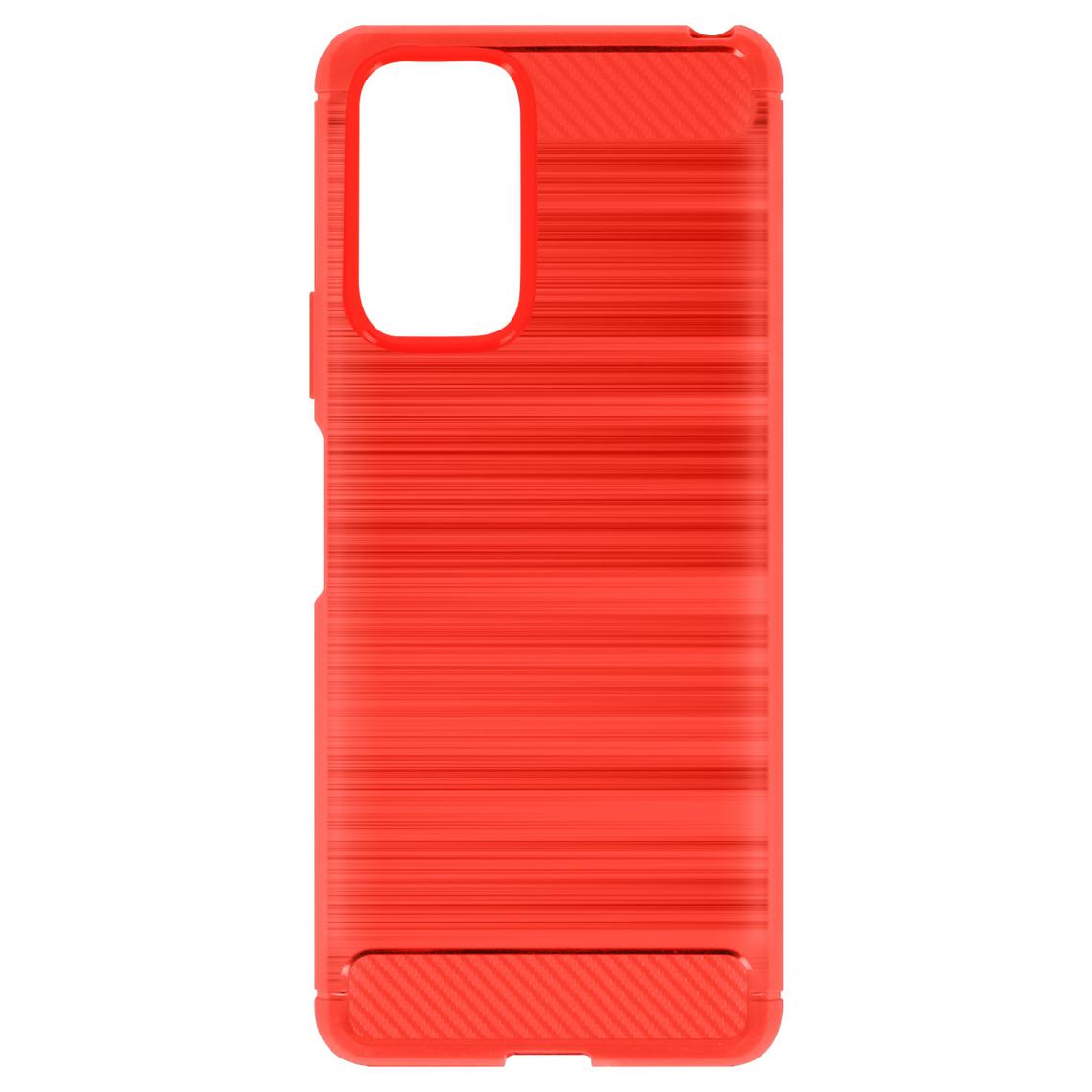 Avizar - Coque Xiaomi Redmi Note 10 Pro Souple Coins Renforcés Carbone Effet Brossé Rouge - Coque, étui smartphone