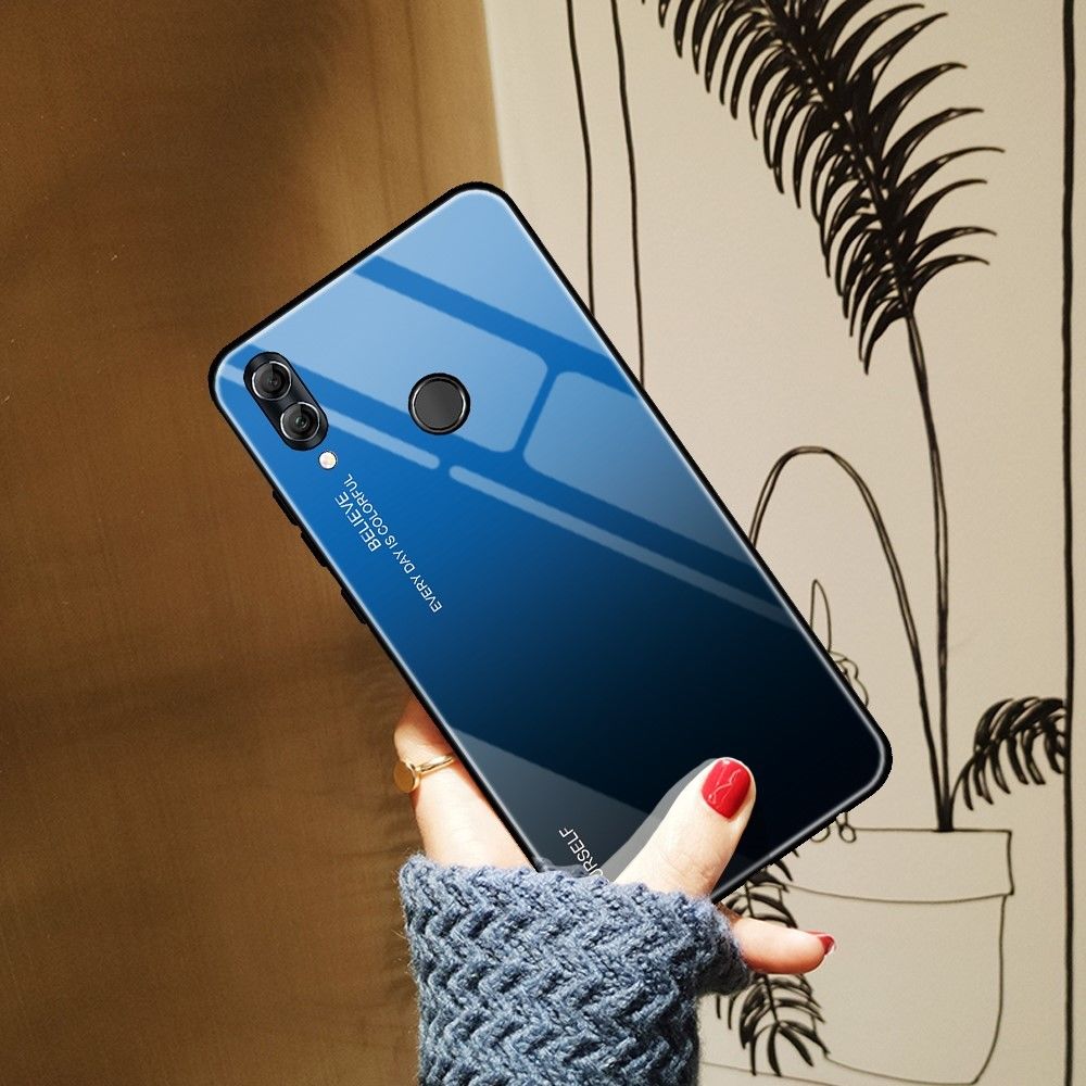 marque generique - Coque en TPU verre de couleur dégradé hybride bleu/noir pour votre Huawei Honor 10 Lite - Coque, étui smartphone