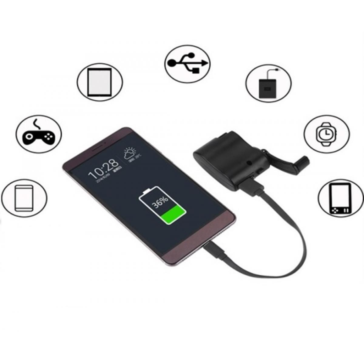 Shot - Dynamo pour HUAWEI P9 Smartphone Chargeur USB Batterie Manivelle Secours (NOIR) - Autres accessoires smartphone