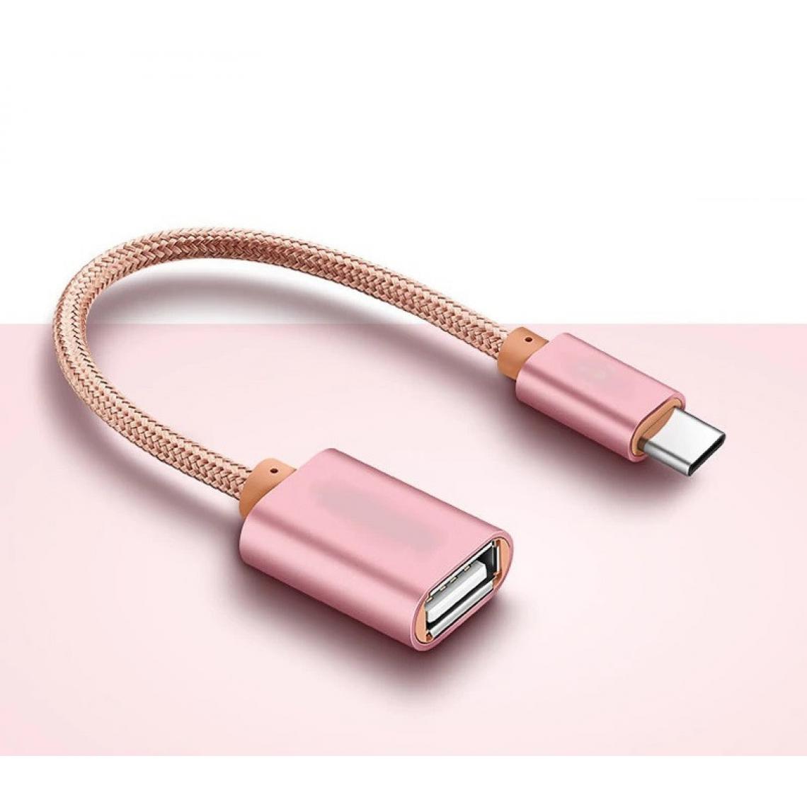 Shot - Adaptateur Type C/USB pour SAMSUNG Galaxy Tab S6 Lite Smartphone & MAC USB-C Clef (ROSE) - Autres accessoires smartphone
