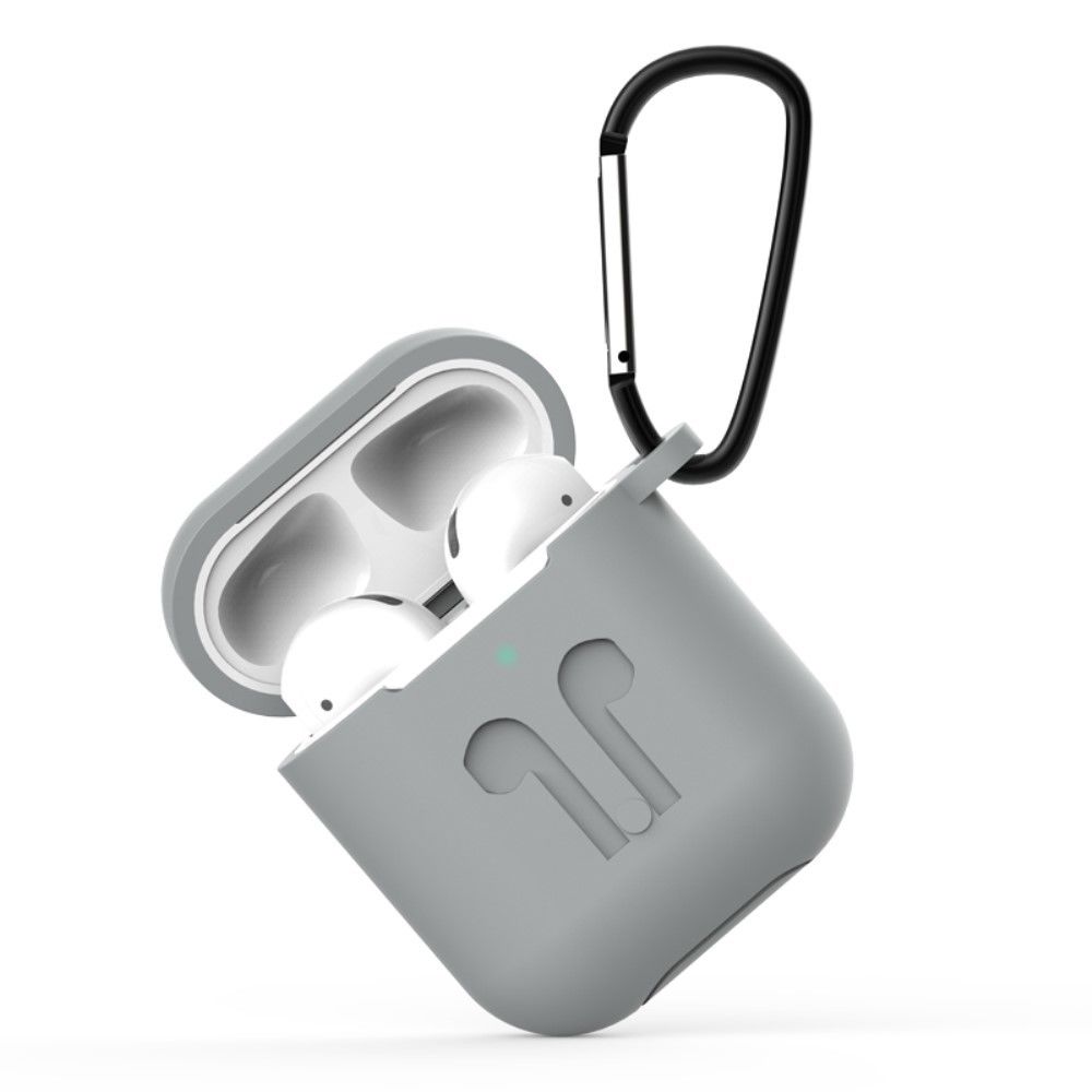 marque generique - Coque en silicone mini logo de mode concave anti-goutte avec mousqueton gris pour votre Apple AirPods (2016)/(2019) - Coque, étui smartphone