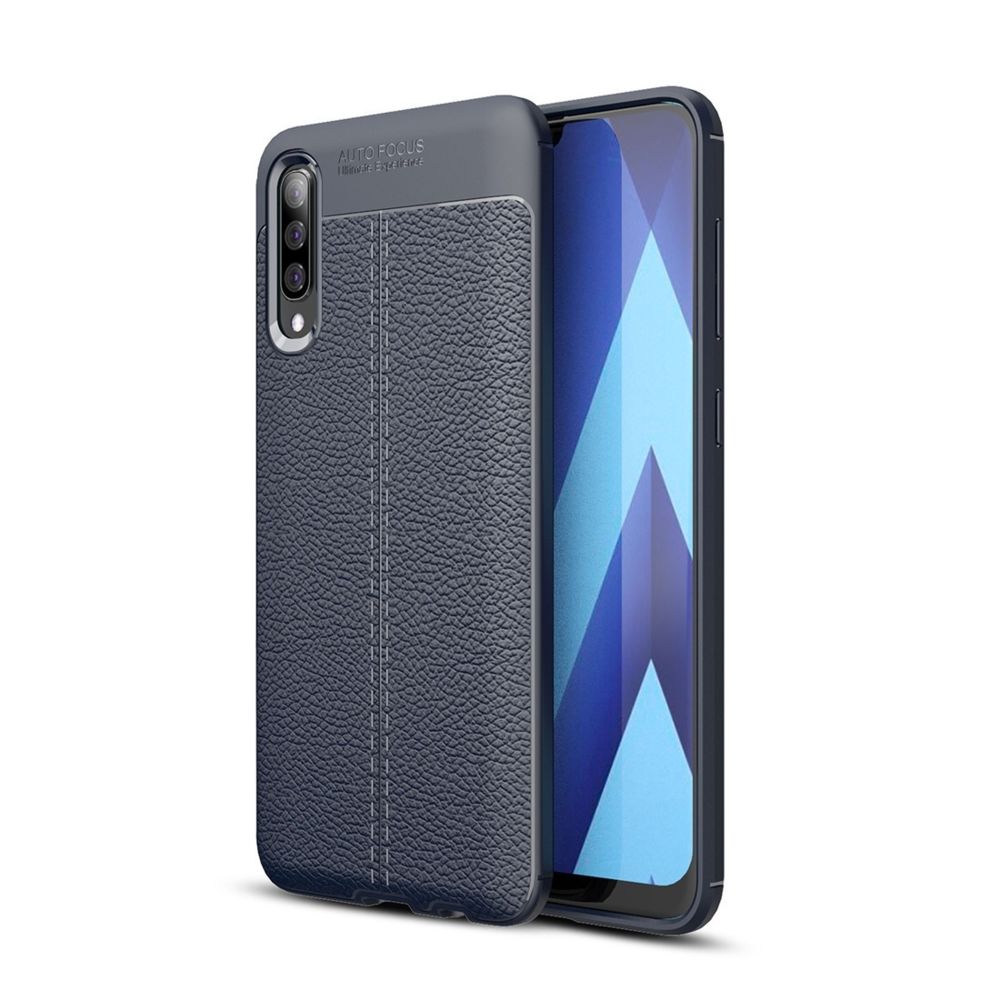 Wewoo - Coque Souple antichoc TPU Litchi pour Galaxy A50 bleu marine - Coque, étui smartphone