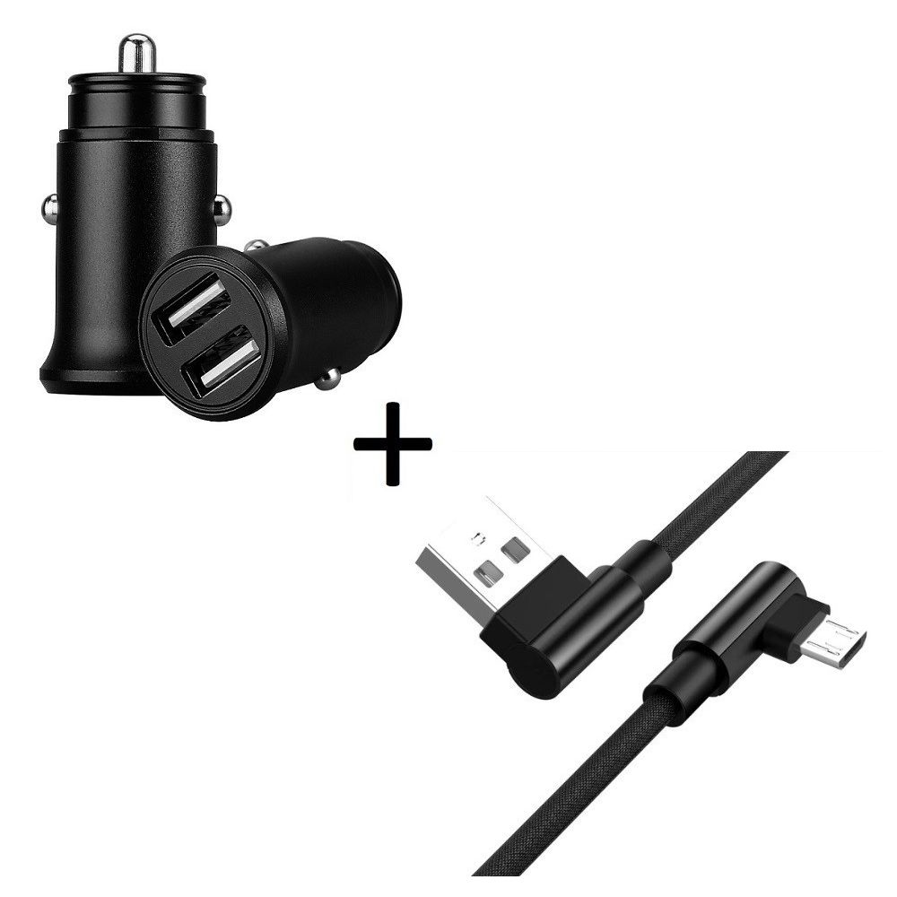 Shot - Pack pour ALCATEL A5 LED Smartphone Micro-USB (Cable 90 Fast Charge + Mini Double Prise Allume Cigare) - Chargeur secteur téléphone