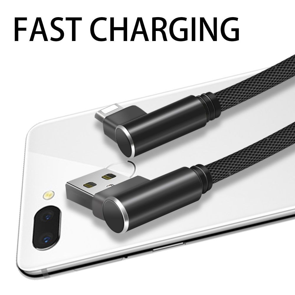 Shot - Cable Fast Charge 90 degres pour IPHONE Lightning APPLE Connecteur Recharge Chargeur Universel (NOIR) - Chargeur secteur téléphone