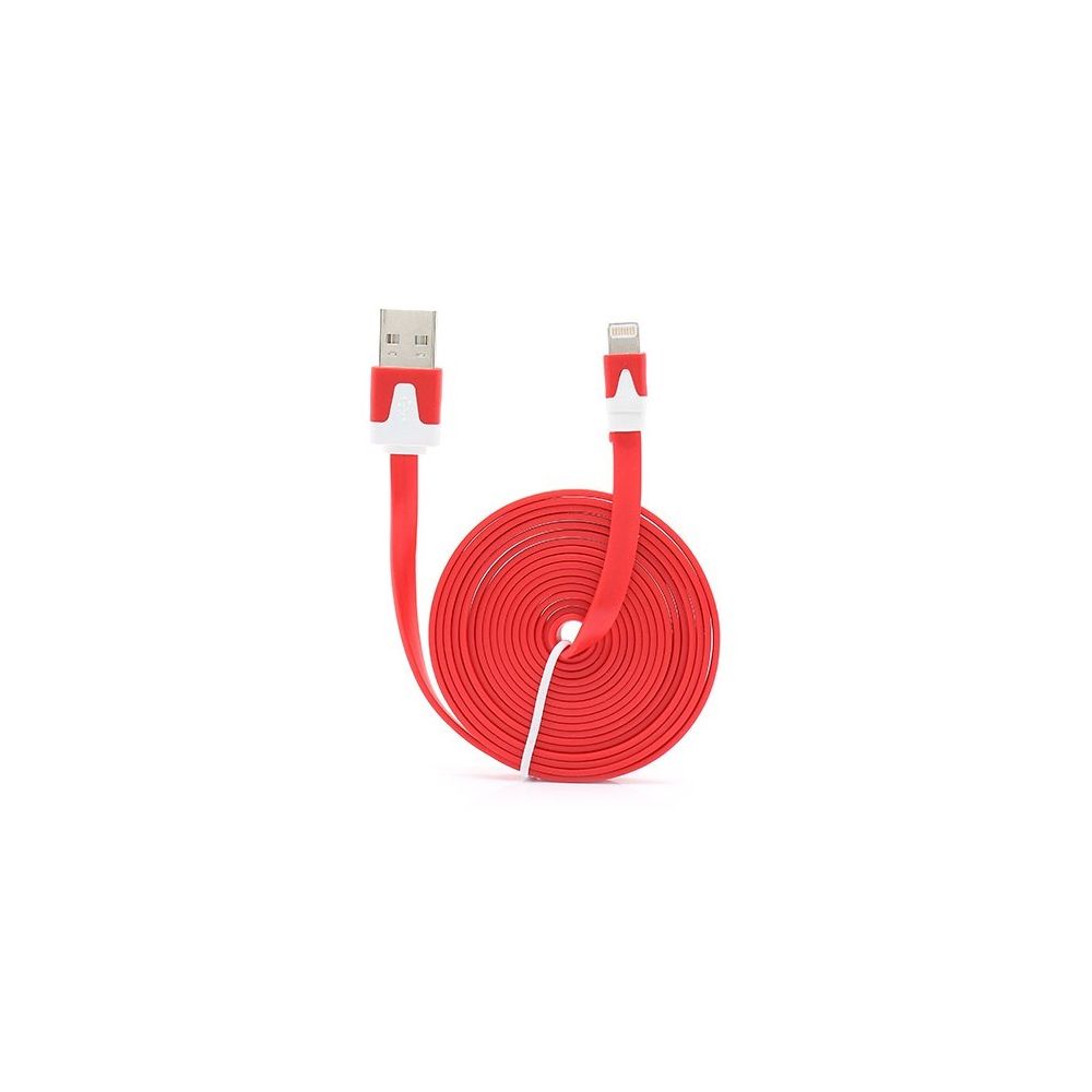 Shot - Cable Noodle 3m Lightning pour IPHONE X APPLE 3 Metres Chargeur USB Smartphone Connecteur (ROUGE) - Chargeur secteur téléphone