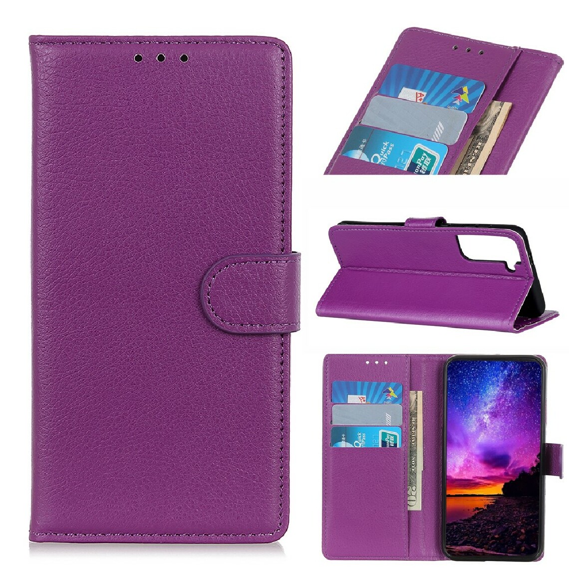 Other - Etui en PU texture de litchi avec support couleur violet pour Samsung Galaxy S30 Plus - Coque, étui smartphone