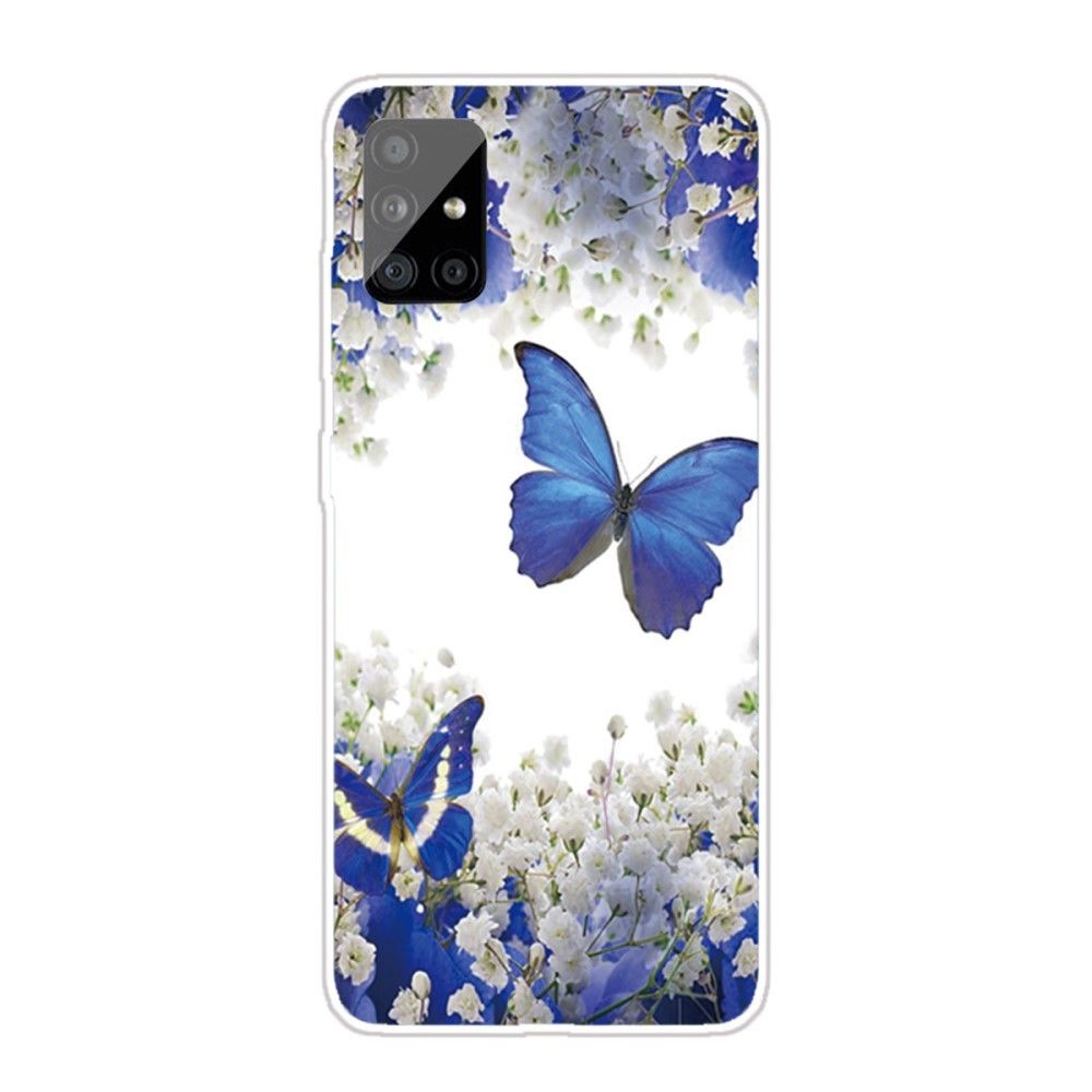 Generic - Coque en TPU impression de motifs sylish papillon bleu et fleur pour votre Samsung Galaxy A51 SM-A515 - Coque, étui smartphone