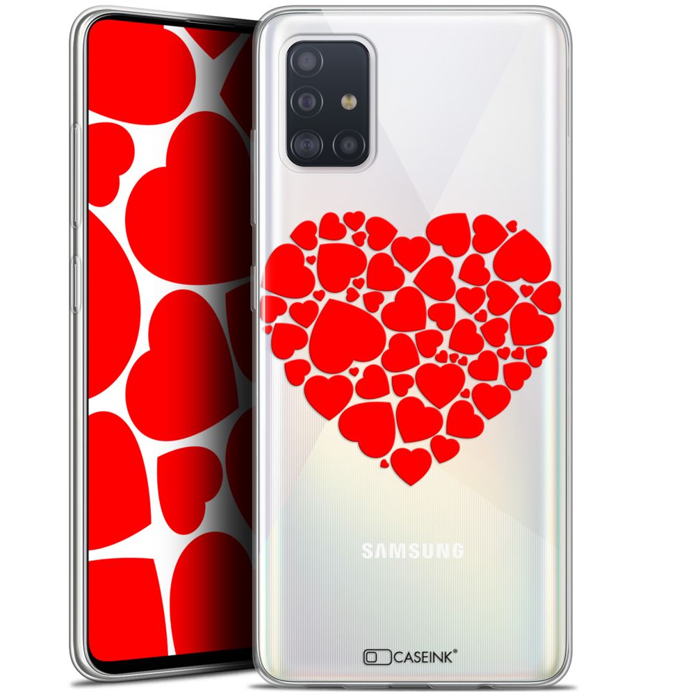 Caseink - Coque Pour Samsung Galaxy A51 (A515) (6.5 ) [Gel HD Collection Love Saint Valentin Design Coeur des Coeurs - Souple - Ultra Fin - Imprimé en France] - Coque, étui smartphone