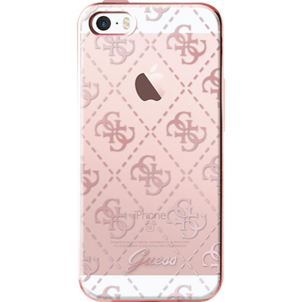 Guess Maroquinerie - Coque semi-rigide Guess transparente et rose doré pour iPhone 5S/SE - Coque, étui smartphone