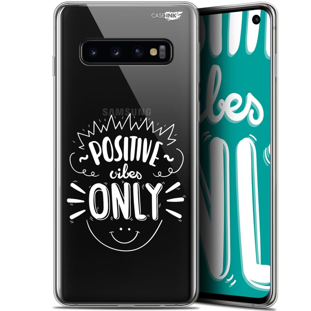 Caseink - Coque arrière Samsung Galaxy S10 (6.1 ) Gel HD [ Nouvelle Collection - Souple - Antichoc - Imprimé en France] Positive Vibes Only - Coque, étui smartphone