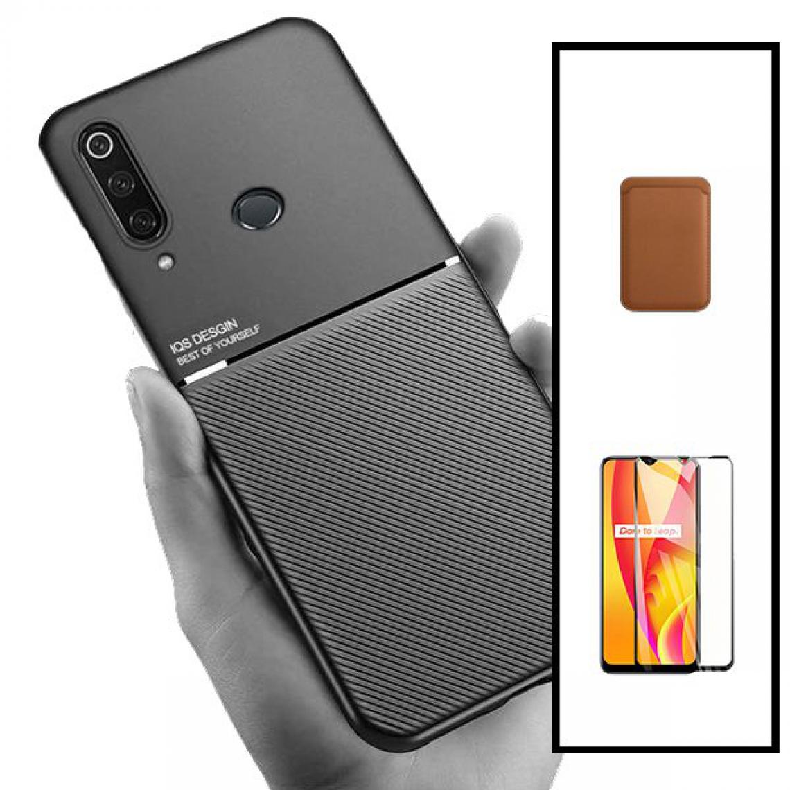 Phonecare - Kit Coque Magnetic Lux + Magentic Wallet Marron + 5D Full Cover - Huawei P30 Lite - Coque, étui smartphone