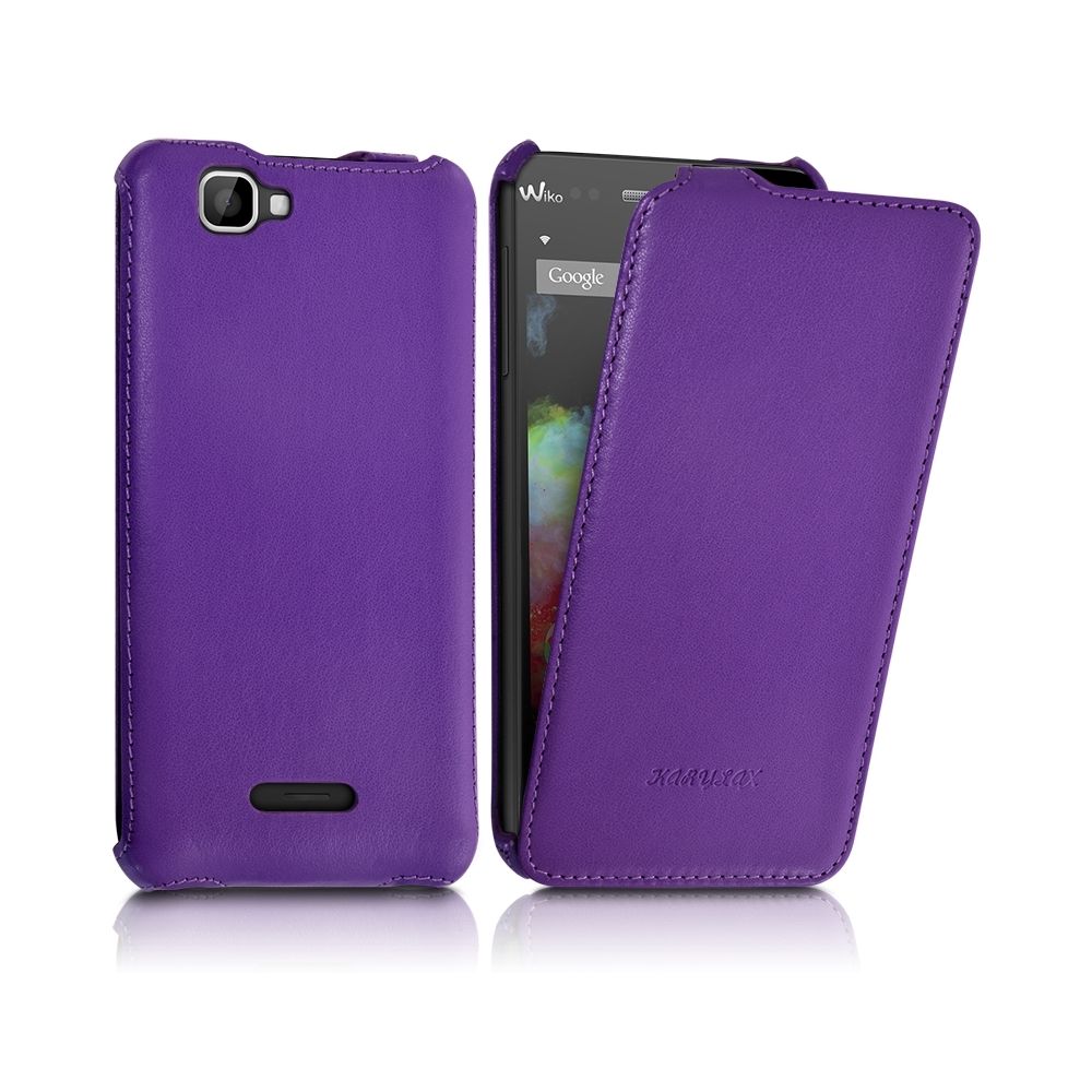 Karylax - Housse Etui Coque Rigide à Clapet Violet pour Wiko Rainbow + Film de Protection - Autres accessoires smartphone