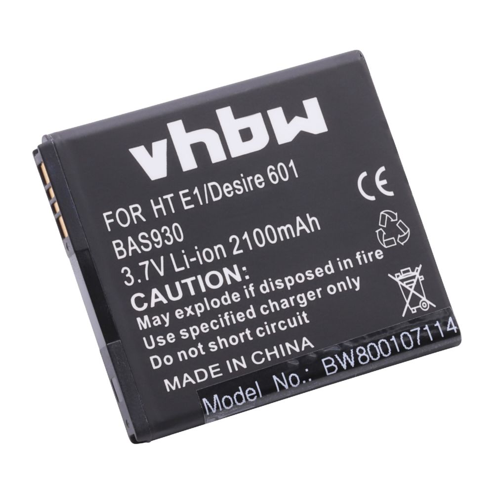 Vhbw - Batterie Li-Ion vhbw 2100mAh (3.7V) pour téléphone Smartphone HTC BA S930, BM65100 .Remplace: 35H00213-00M, BA S930, BM65100. - Batterie téléphone