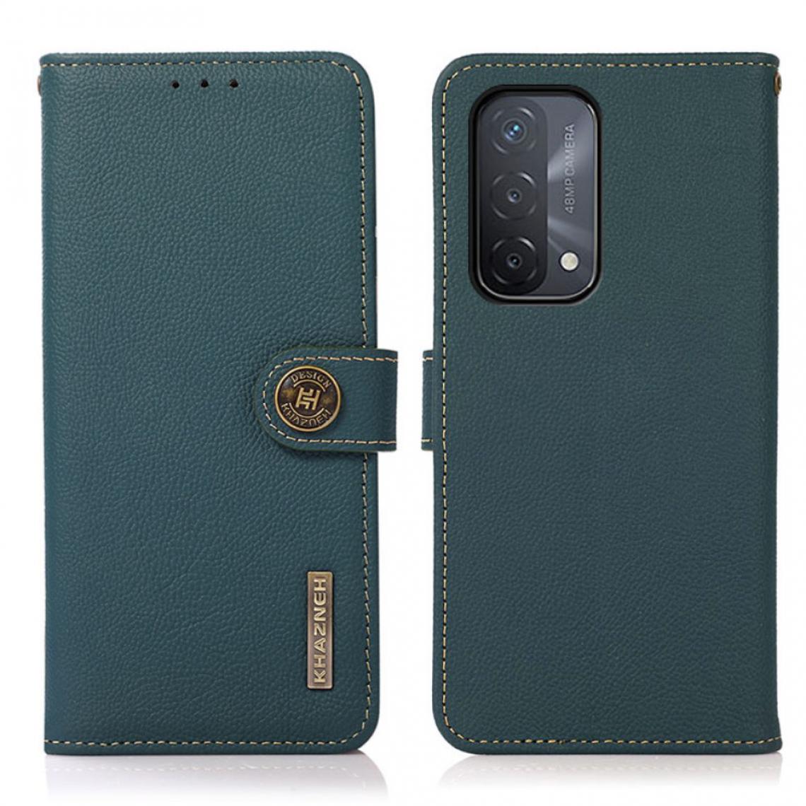 Other - Etui en cuir véritable Texturé avec un design de balayage antivol RFID vert pour votre Oppo A93 5G/A74 5G - Coque, étui smartphone