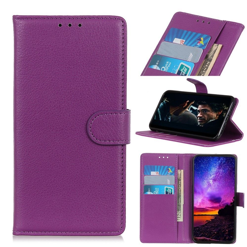 marque generique - Etui en PU surface de litchi avec support violet pour votre Xiaomi Redmi 8 - Coque, étui smartphone