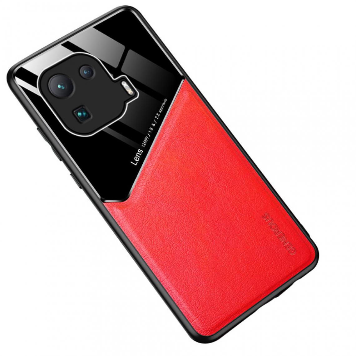 Other - Coque en TPU + PU Conception d'épissage de verre enduit avec découpe précise rouge pour votre Xiaomi Mi 11 Pro - Coque, étui smartphone