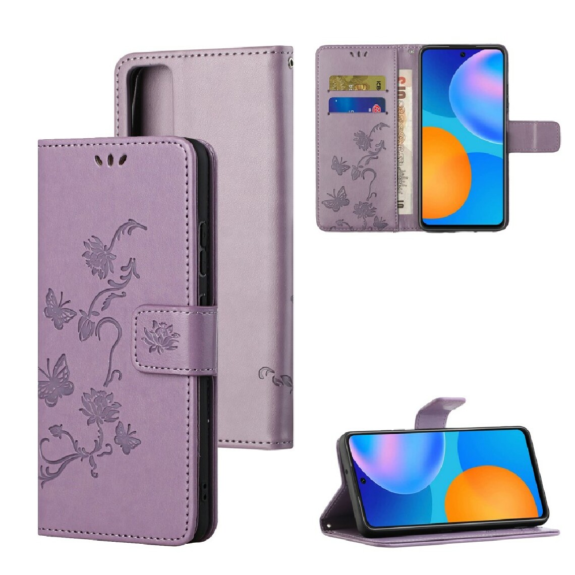 Other - Etui en PU imprimer des fleurs de papillons avec support violet pour votre Huawei Honor 10X Lite - Coque, étui smartphone