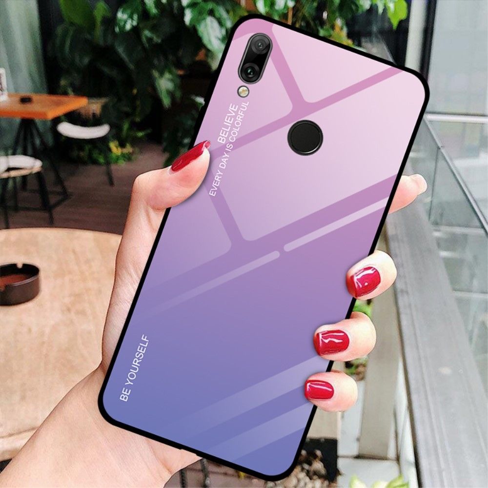 marque generique - Coque en TPU verre hybride dégradé rose-mauve pour votre Huawei Y7 (2019) - Coque, étui smartphone