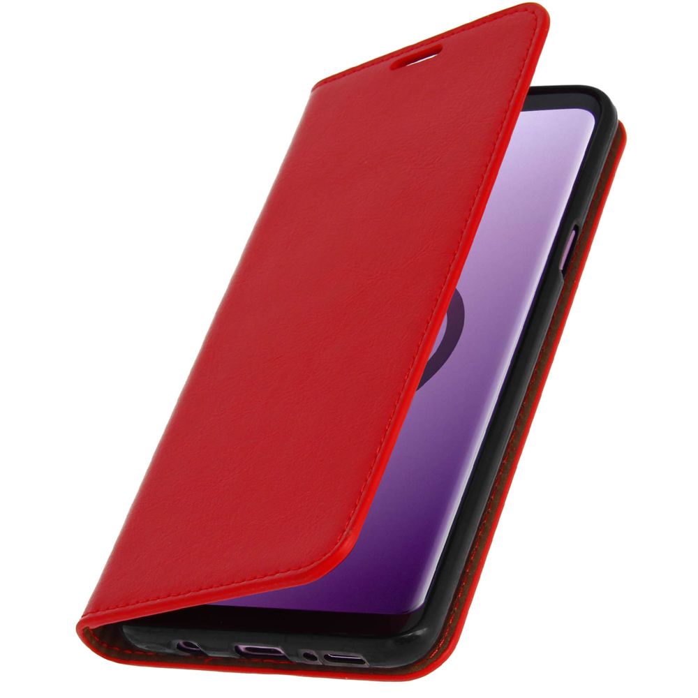 Avizar - Etui Samsung Galaxy S9 Plus Housse Cuir Portefeuille Fonction Support - Rouge - Coque, étui smartphone